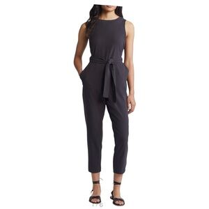 Marine Layer Eloise Belted Jumpsuit in Dark Gray  - Size S